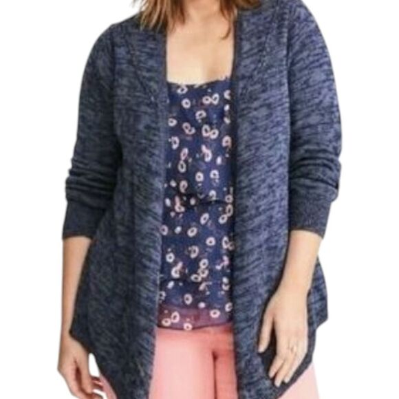 Torrid Long Sleeve Navy blue waterfall draped Open Front Cardigan. - Picture 1 of 13